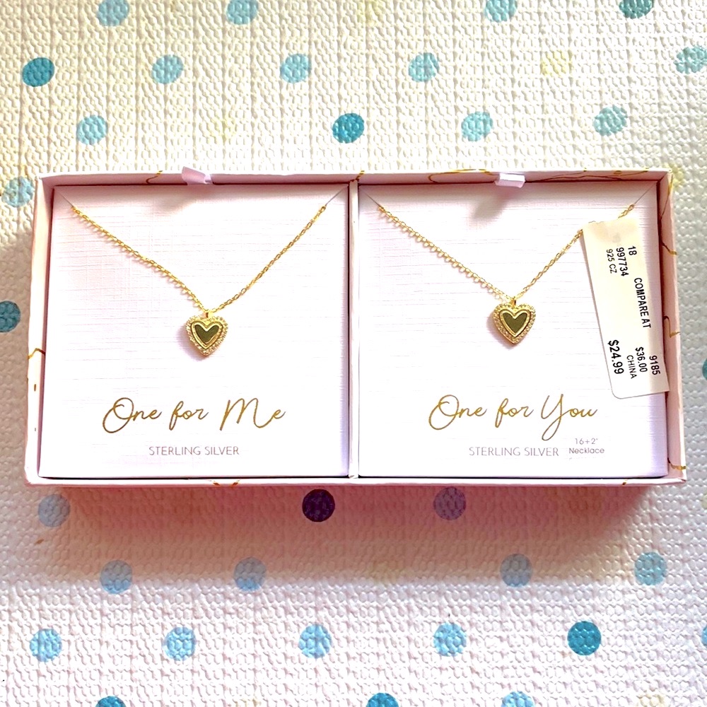 Brand New Double Necklaces With Double Heart Pendants Box Included 22$